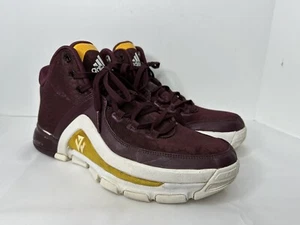 Adidas John Wall Basketball Shoes Mens Size 10.5 Maroon Yellow High Tops Lace Up - Picture 1 of 16