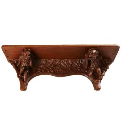 Raro Antiguo Firmado Mono Alemán Nogal Soporte Pared Consola Estante 1904 Foto 1 de 4