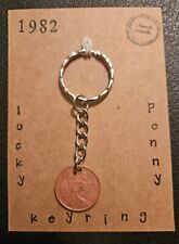 lucky penny keyring. birth year 1982 birthday Wedding anniversary keepsake gift