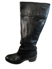 Nine West Boots Womens 7M Buck Up Knee High Riding Black Leather Pull On
