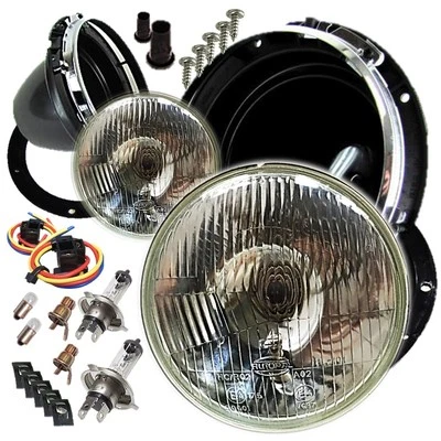 I Classic Car 7" Bright Halogen Conversion Headlight Lamp Kit & Mounting Bowls - Image 1 of 3