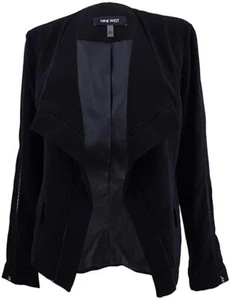 Blazer nero NINE WEST donna con colletto ad ala taglia 10 NUOVO - Foto 1 di 12