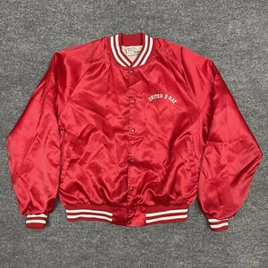 Vintage TaylorMade Jacket Mens XL Red Satin Nylon Bomber Snap Up USA Made 1980s - Picture 1 of 12