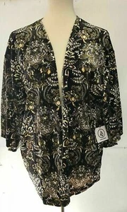 Volcom Womens Velvet Wallflower Long Sleeve Throw Vintage Cardigan Top Size L - Picture 1 of 8