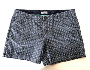 Merona Blue/Teal Geometric Pattern 100%cotton Shorts Women’s Size 14 - Picture 1 of 5