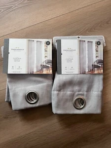 2 New Threshold Sheer Linen Curtain Panels 84″ x 54″ – Gray - Picture 1 of 6