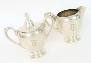 VTG BEAUTIFUL FB ROGERS STERLING SILVER COFFEE OR TEA CREAMER SUGAR T MONO 502G - Picture 1 of 2