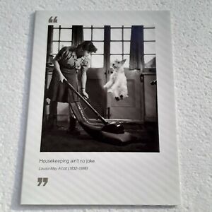 Housekeeping Humor Greeting Card Westie Dog jumping barking at the Hoover 
