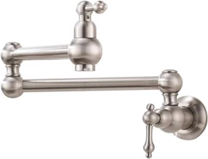 Brushed Nickel Pot Filler Faucet Wall Mount, SUS 304 Stainless Steel Wall Mount - Picture 1 of 12