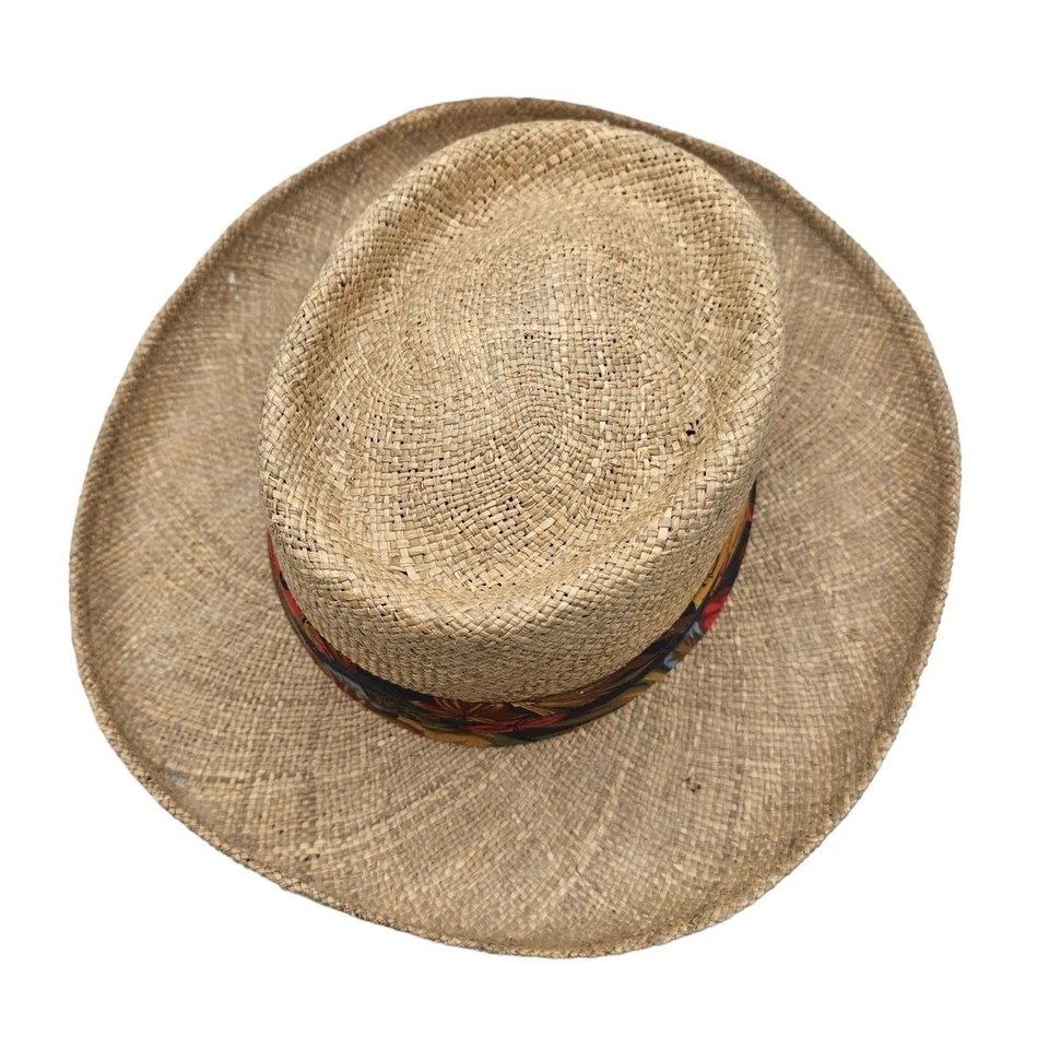 Sombrero Country Gentleman Tejido de Paja Panamá Ala Ancha Tostado Natural con Banda Talla M Foto 1 de 4