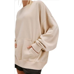 Free People Slow It Down Pullover Sweatshirt Light Sand Oversized bequem Large - Bild 1 von 7