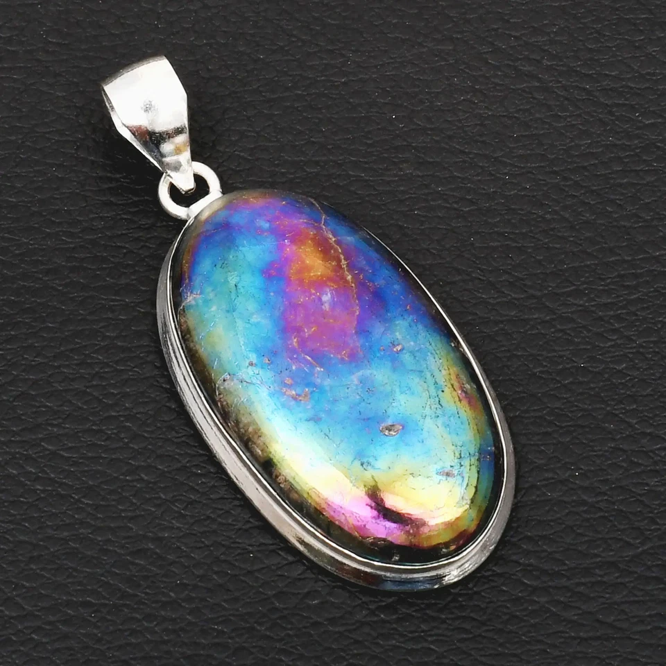 Colgante étnico hecho a mano de piedras preciosas de cuarzo aura de titanio joyería 2,4" AP-41054 Foto 1 de 1