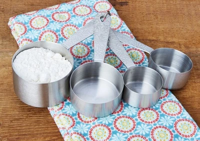 The Pioneer Woman Stainless Steel Playful Posy Embossed Measuring Cups New! - Image 1 of 4