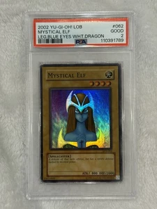 2002 YU-GI-OH! LOB #062 MYSTICAL ELF, LEGEND OF BLUE EYES WHITE DRAGON - PSA 2 - Picture 1 of 10