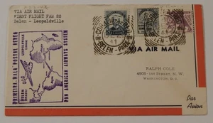 Belem Brazil to Leopoldville Belgian Congo 1941 first flight airmail - Picture 1 of 2