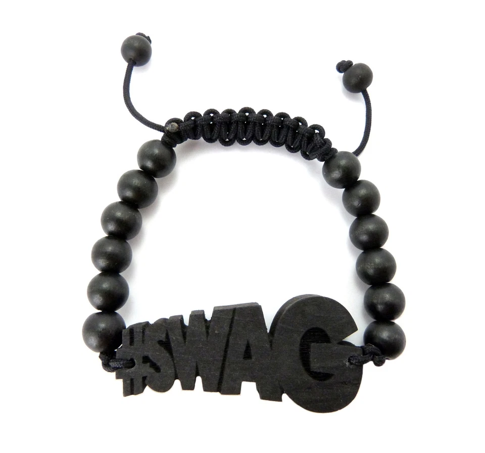 New Good Quality Wood #SWAG Piece Adjustable Hip Hop Adjustable Bracelet!! - Image 1 of 1