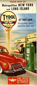 1948 Tide Water Tydol Road Map: Metropolitan New York and Long Island NOS - Picture 1 of 1