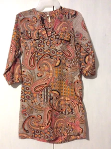 TRUTH Shift Dress V Neck Adjustable Sleeves Metal Accents LARGE - Picture 1 of 7