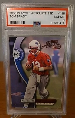 2000 ПЛЕЙ-ОФФ АБСОЛЮТНЫЙ SSD TOM BRADY ДЕБЮТАНТ КАРТА RC #195 1685/3000 PSA 8 - Изображение 1 из 3