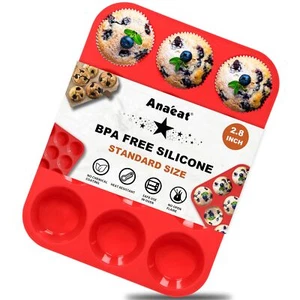 Silicone Muffin Pan 12-Cup Non-Stick Tray for Cupcakes Tart Desserts - Picture 1 of 6