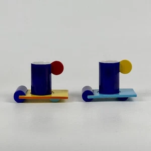 Vintage Pair of Postmodern Ceramic Espresso Cups & Saucers, Signed "A.R.", C 80s - Picture 1 of 11