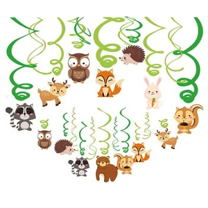 30Ct Woodland Animal Decorations Hanging Swirls for Baby Shower Kids’ Party - Picture 1 of 7
