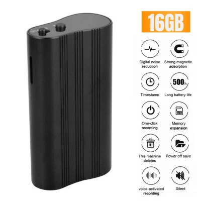 Mini Audio 500 Hr 16GB Spy Digital Voice Activated Recorder Magnetic MP3 Player