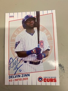 Delvin Zinn Signed Card 2019 South Bend Team Card IP Auto