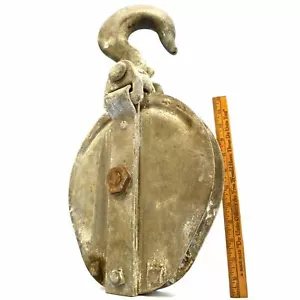 Vintage 10-TON SNATCH BLOCK Heavy Duty SINGLE SHEAVE 10x1" Wheel MILITARY? Huge! - Picture 1 of 8