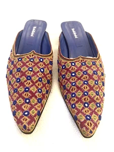 Baldinini Mules, Fabric Covered, Kitten Heels, Pointed Toe, Vntge, Sz 7.5, VGUC - Picture 1 of 18