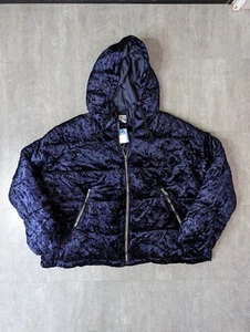 Arizona Jean Co Puffer Jacket XXL Womens Velvet Hooded Winter Jewel Purple NWT - Picture 1 of 8