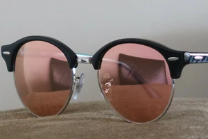 RAY BAN RB4246 SONNENBRILLE CLUBROUND POLIERT SCHWARZ CHROM & GELBE GLÄSER KLASSIKER  - Bild 1 von 10