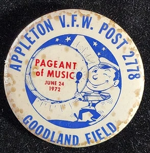 Appleton V.F.W. de colección Post 2778 Pinback "Pagente de Música 24 de junio de 1972" w867 - Imagen 1 de 4