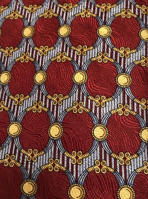 Corbata de seda de colección Burberrys rojo dorado azul ovalada estampado real dinero antiguo silencioso lujo Foto 1 de 4