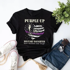 Purple Up Military Child Daughter Dandelion for Girls Kids T-Shirt - Picture 1 of 22