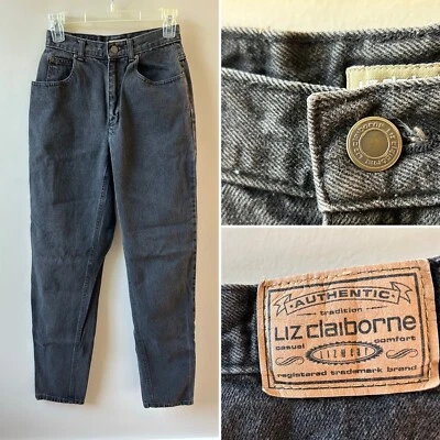 Jeans vintage años 90 negros tiro alto mamá Liz Claiborne cintura cónica 26" Foto 1 de 4