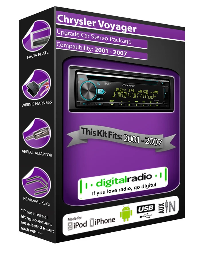 Chrysler Voyager Radio DAB , Pioneer Stereo CD USB Aux IN Lettore, Bluetooth Kit - Immagine 1 di 4