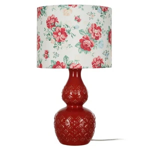 Mother's Gift Nightstand Lamp Desk Light Vintage Floral Table Lamp, Red Finish - Picture 1 of 6
