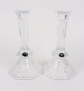 Vintage Crystal Candle Stick Holders Octagon Pair 24% Lead 7/8" Candle NOS USA  - Picture 1 of 3