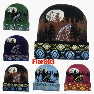 Big Foot Sasquatch Print Knit Cuffed Beanie-3128 - Picture 1 of 43