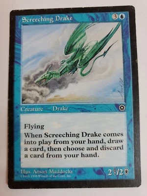 MTG Magic The Gathering Card Screeching Drake Creature Drake Blue Portal 2nd Age - Image 1 of 2