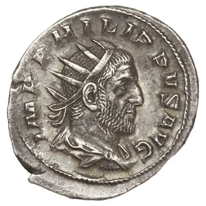 Monnaie romaine PHILIPPE Ier L'ARABE Antoninien rev. Tranquillitas billon RIC.9b - Imagen 1 de 2
