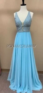 Sherri Hill 52463 Azul Claro Plata Concurso Vestido de Gala Talla 18 - Imagen 1 de 6