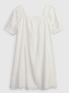 NWT Gap Kids Girl's Eyelet Puff Sleeve Dress, New off white, Sz XL (12) - Picture 1 of 4