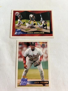 (2) 1996 TOPPS-CECIL FIELDER # 393 & CHUCK KNOBLAUCH # 248 BASEBALL CARDS - Picture 1 of 2