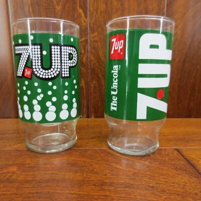 Vintage 7UP Glass Cups The Uncola 5 1/4" Lot Of 2 - Image 1 of 4