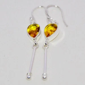 2.0 Earring Citrine Gemstone Handmade 925 Sterling Silver Jewelry - Picture 1 of 3