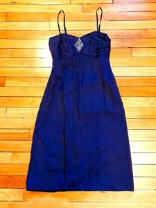 MONSOON Ladies Plum Silk Chiffon Mini Dress Strappy Ruched Lined UK 8 - Picture 1 of 7