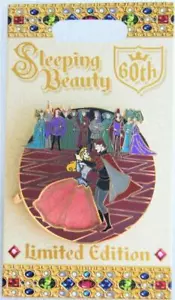 DISNEY SLEEP BEAUTY 60 ANIVERSARIO AURORA PHILLIP AZUL VESTIDO ROSA PIN LE - Imagen 1 de 1