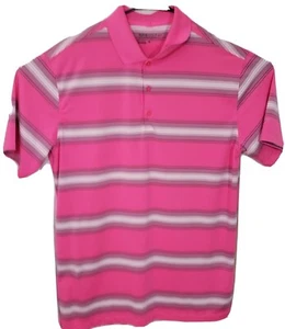 Nike Golf Tour Performance Polo Shirt Size Medium Pink Short Sleeve Striped  - Picture 1 of 4